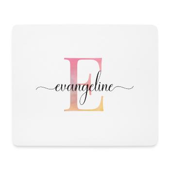 E| Monogramm | Name | Evangelina |Watercolor - Mousepad (Querformat) - Weiß - Vorne