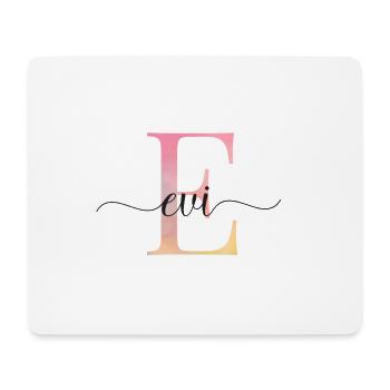 E| Monogramme | Nom | Evi |Aquarelle - Tapis de souris (format paysage) - blanc - Devant