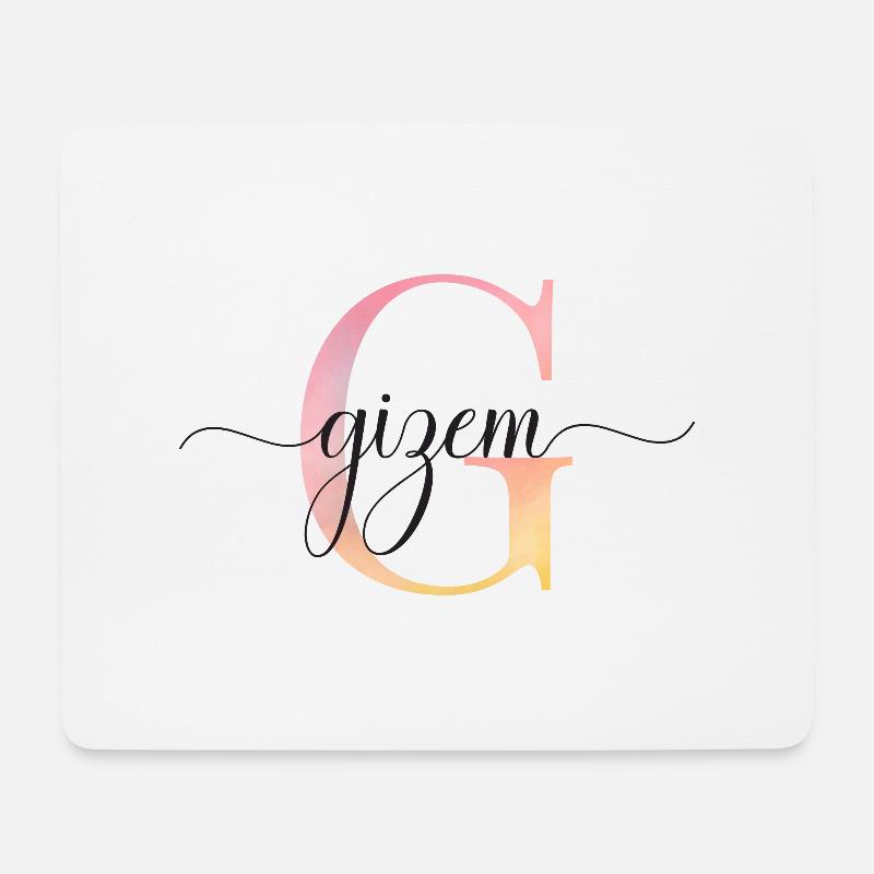 G| Monogram | Name | Gizem |Watercolor - Mouse Pad (horizontal) - white