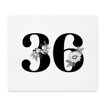 Number 36 Black Floral - 36th Floral Birthday - Mouse Pad (horizontal) - white - Front
