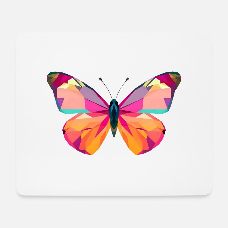 Lebendige Schmetterlingsflügel im Low Poly Stil - Mousepad (Querformat) - Weiß