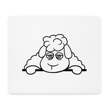 Schaf Müde Gelangweilt Hinter Zaun Mauer Schild - Mousepad (Querformat) - Weiß - Vorne