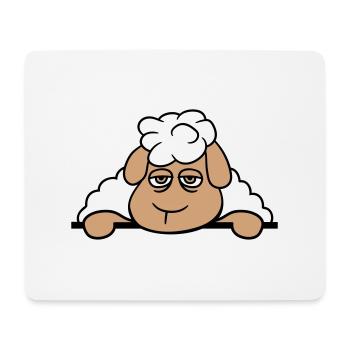 Schaf Müde Gelangweilt Hinter Zaun Mauer Schild - Mousepad (Querformat) - Weiß - Vorne