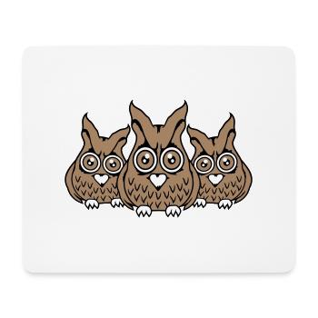3 Eulen Freunde gucken gruselig große Horror Augen - Mousepad (Querformat) - Weiß - Vorne