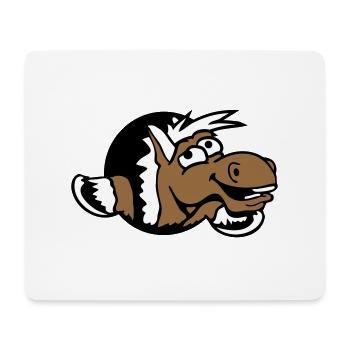 Horse Funny Crazy Hole Laughing Comic Riding Fun - Mouse Pad (horizontal) - white - Front