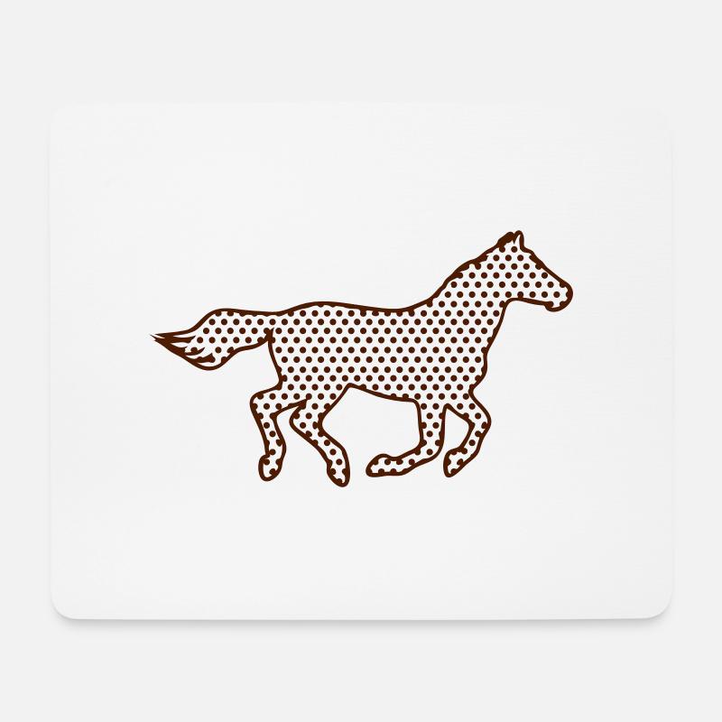 Galoppierendes Pferd Punkte - Mousepad (Querformat) - Weiß