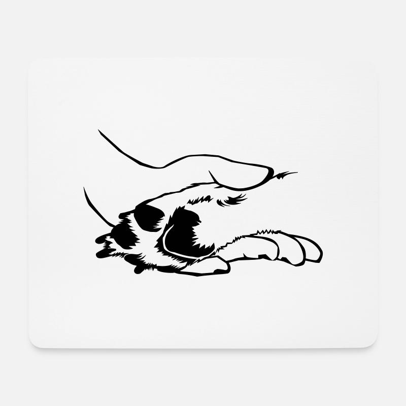Hund in Hand - Mousepad (Querformat) - Weiß