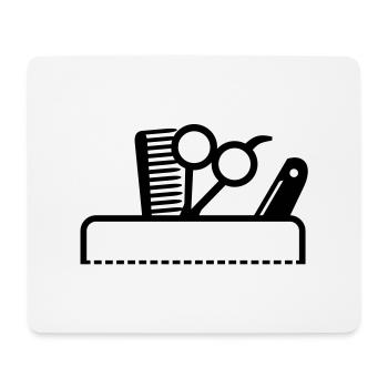 Peigne et ciseaux dans les outils sac / barbier - Tapis de souris (format paysage) - blanc - Devant