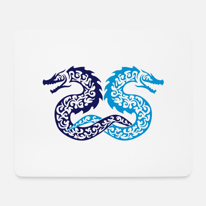 Twin Tribal Dragon - Mousepad (Querformat) - Weiß