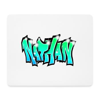 Graffiti Nathan Blau Grün für Jungen - Mousepad (Querformat) - Weiß - Vorne