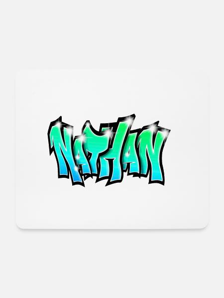 Graffiti Nathan Blue Green For Boy - Mouse Pad (horizontal) - white