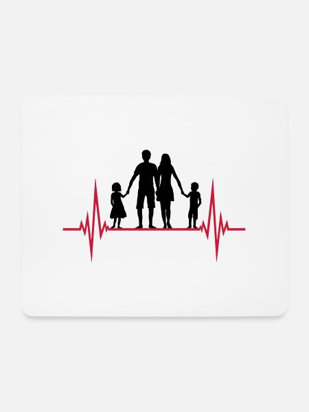 frequenz familie herzschlag puls vatertag 2 kinder - Mousepad (Querformat) - Weiß
