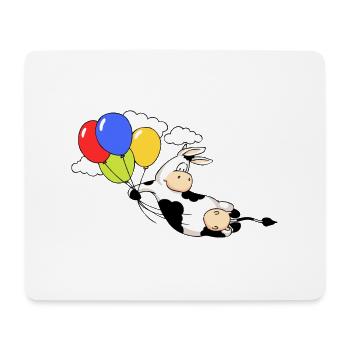 Cow Flying with Balloons - Mousepad (Querformat) - Weiß - Vorne
