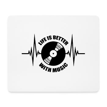 Life is Better with Music vinyl platte puls herzsc - Mousepad (Querformat) - Weiß - Vorne