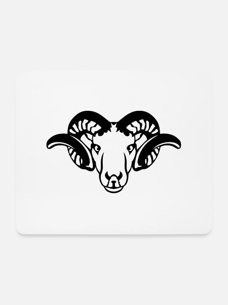 belier corne tete animal 7092 - Tapis de souris (format paysage) - blanc