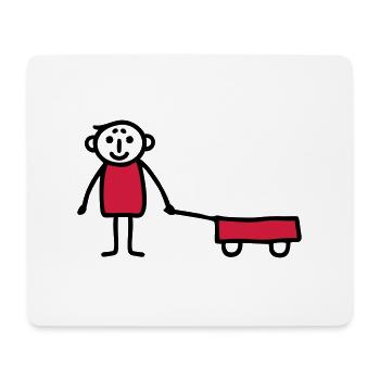 Junge mit Bollerwagen - V2 - Mousepad (Querformat) - Weiß - Vorne