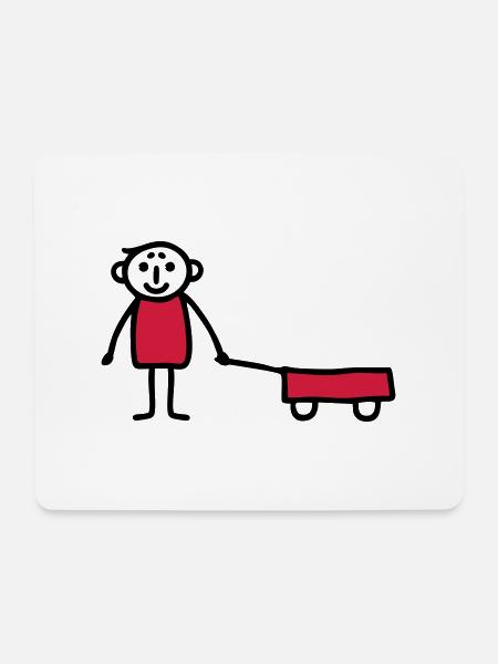 Junge mit Bollerwagen - V2 - Mousepad (Querformat) - Weiß