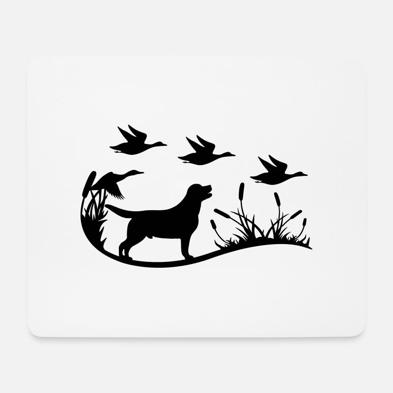 Labrador mit Schilf und Enten - Mousepad (Querformat) - Weiß