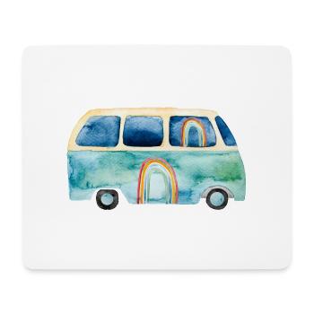 Rainbow Retro Vintage Van Bus - Mouse Pad (horizontal) - white - Front