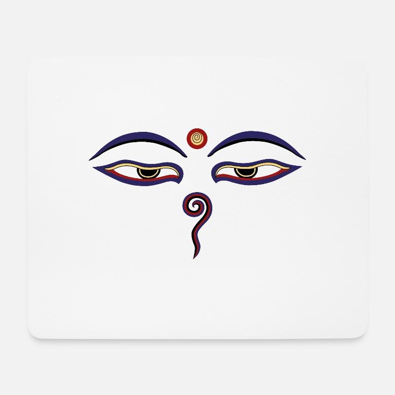 buddha augen bunt - Mousepad (Querformat) - Weiß