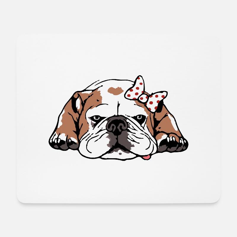 Süße englische Bulldoggendame Englische Bulldogge - Mousepad (Querformat) - Weiß