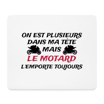 on est plusieurs dans ma tête mais le motard - Tapis de souris (format paysage) - blanc - Devant