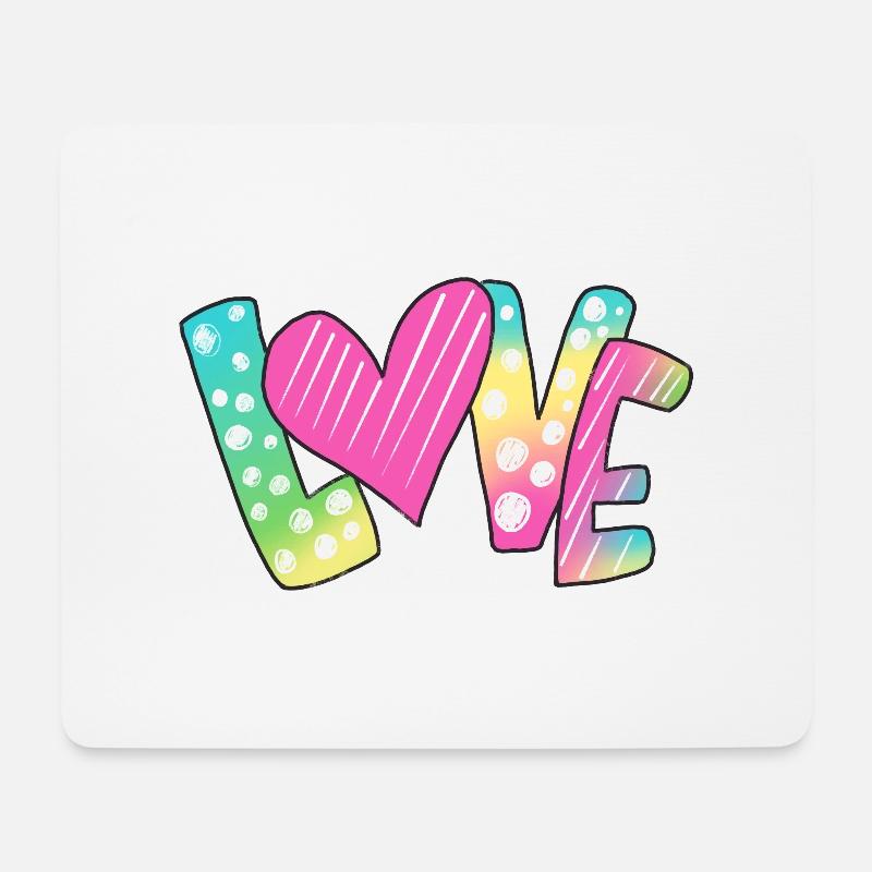 Liebe kunterbunt - Mousepad (Querformat) - Weiß