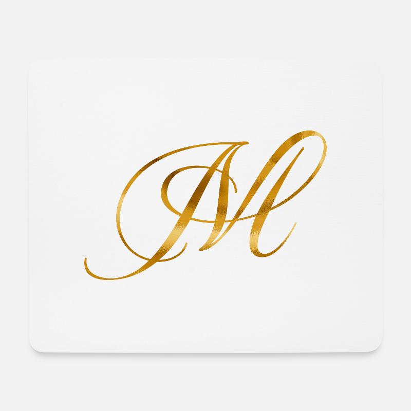 Goldener Buchstabe M im Vintage Design - Mousepad (Querformat) - Weiß