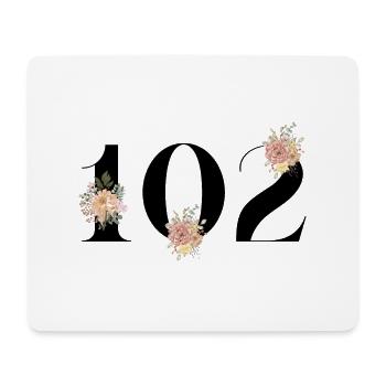 102e anniversaire fleuris (Cadeau de 102 ans) - Tapis de souris (format paysage) - blanc - Devant