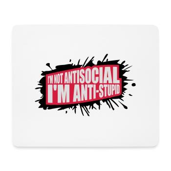 not antisocial anti stupid - Mouse Pad (horizontal) - white - Front