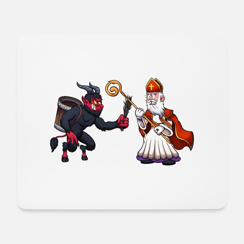 Sankt Nikolaus VS Krampus - Mousepad (Querformat) - Weiß