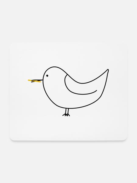 Weiße Möwe mit Pommes - Mousepad (Querformat) - Weiß