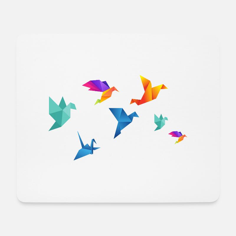 Mehrfarbige Papiervögel - Mousepad (Querformat) - Weiß