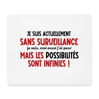 je suis actuellement sans surveillance - Tapis de souris (format paysage) - blanc - Devant