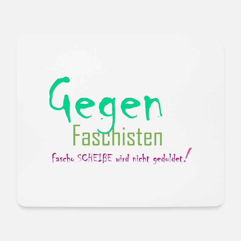 fascho scheisse wird nicht geduldet - Mousepad (Querformat) - Weiß