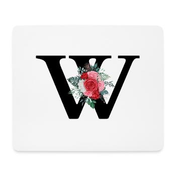 Letter w floral red - Mouse Pad (horizontal) - white - Front