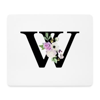 Lila floraler Buchstabe w - Mousepad (Querformat) - Weiß - Vorne