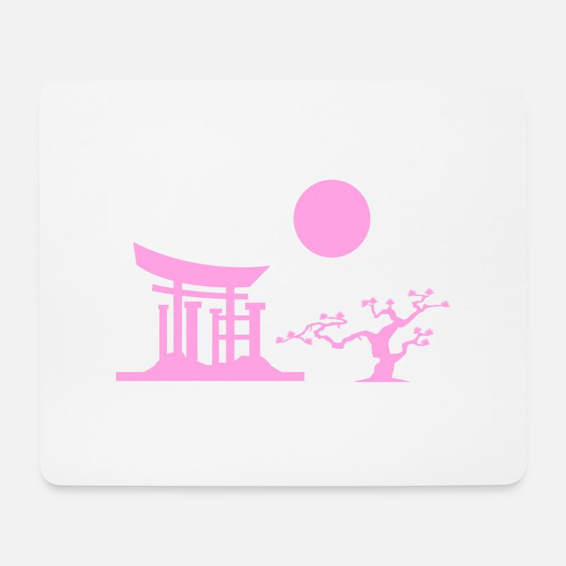 japan gate silhouette - Mousepad (Querformat) - Weiß