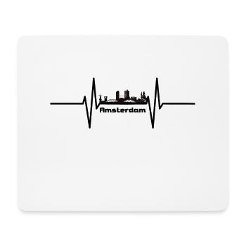 Battement de cœur avec Skyline Amsterdam - Tapis de souris (format paysage) - blanc - Devant