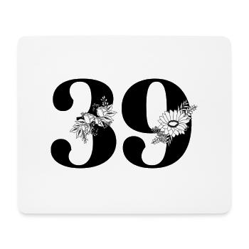Nummer 39 Schwarze Blumen - 39. Blumengeburtstag - Mousepad (Querformat) - Weiß - Vorne