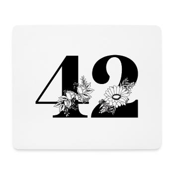 Number 42 Black Floral - 42nd Floral Birthday - Mouse Pad (horizontal) - white - Front