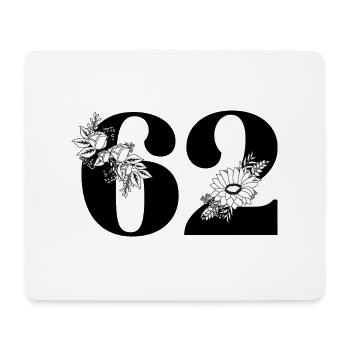 Nummer 62 Schwarze Blumen - 62. Blumengeburtstag - Mousepad (Querformat) - Weiß - Vorne