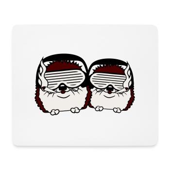 2 Süße DJ Igel Sonnenbrille Team Crew Party Musik - Mousepad (Querformat) - Weiß - Vorne