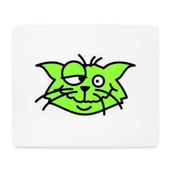 Confused Cat Squints Funny Crazy Grimace - Mouse Pad (horizontal) - white - Front