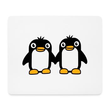 2 Pinguine Pärchen Händchen haltenverliebt Freunde - Mousepad (Querformat) - Weiß - Vorne