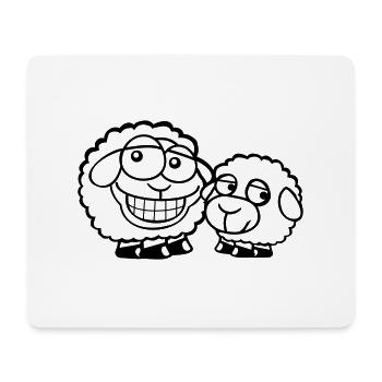 2 Moutons Amis Équipe Équipage Papa Famille Bébé Maman - Tapis de souris (format paysage) - blanc - Devant