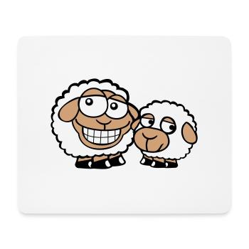2 Moutons Amis Équipe Équipage Papa Famille Bébé Maman - Tapis de souris (format paysage) - blanc - Devant