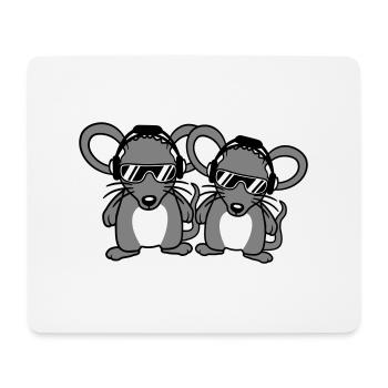 2 Mäuse Sonnenbrille Kopfhörer Party Musik hören - Mousepad (Querformat) - Weiß - Vorne