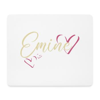 Emine nom Prénom Calligraphie coeur - Tapis de souris (format paysage) - blanc - Devant