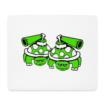 2 Schildkröten Panzer Waffe schießen Krieg Angriff - Mousepad (Querformat) - Weiß - Vorne